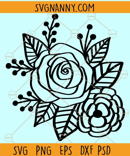 Rose Flower SVG, Floral Decoration SVG, Roses template SVG, Rose wreath svg, Flowers SVG, Flower Bouquet svg, Rose Floral svg file