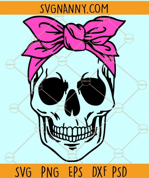 Skull Bandana SVG, Skull SVG, Skull SVG files, Skull with bandana SVG, Gothic SVG, Halloween SVG, Skull shirt SVG, Mom life SVG file