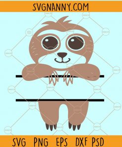 Split sloth SVG, Sloth name frame SVG, Sloth monogram SVG, Sloth name SVG, Sloth SVG, Sloth Svg, Lazy Sloth Svg, Boy Sloth SVG