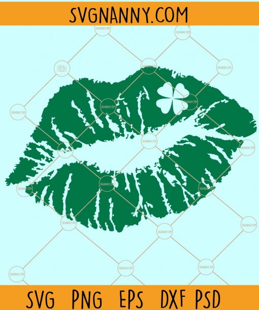 St Patrick day svg, Distressed Kiss svg, Clover Leaf SVG, Grunge lips SVG, Distressed lips with clover Svg, Irish svg, Lips Irish Shamrock svg, Kiss Me I’m Irish svg Lucky Clover svg  file