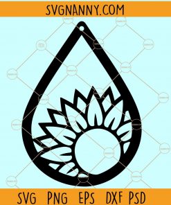 Sunflower Earrings svg, Sunflower Earrings template svg,  Teardrop Earrings svg, Earrings Template svg, Tear Drop SVG, Tear Drop Cut File, Pendant Svg file