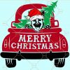 Truck with dog and Christmas tree SVG, Christmas truck SVG, Christmas Dog SVG, dog with Santa hat SVG, German shepherd dog with Santa hat SVG, Christmas SVG  file