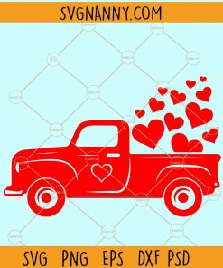 Valentines Red Truck SVG, Valentine truck SVG, Happy valentine Svg, Vintage valentine truck SVG, Vintage Truck svg, Car with hearts SVG, Love Heart SVG, Valentine Red Truck SVG, Valentine truck with heart shape SVG file