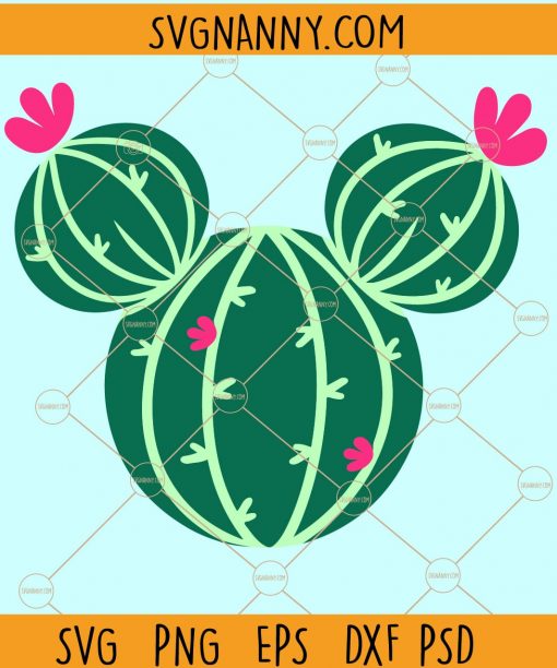 Mickey Head Cactus SVG, Mickey head SVG, Cute Cactus SVG, Mickey head cut files for Cricut, Mickey cactus SVG files