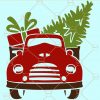 Christmas truck front SVG, Christmas truck with tree SVG, Christmas truck SVG, 3d red truck svg, farm truck svg free, merry Christmas truck SVG