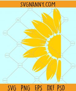 Sunflower Svg, Half Sunflower Svg, Sunflower Clipart, Sunflower Png, Sunflower Decal, Summer Svg, Sun Svg, Sunshine Svg file