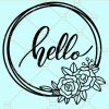 Floral wreath svg, Monogram frame svg, Circle frame ssvg, Frame clipart, Paper cut template svg