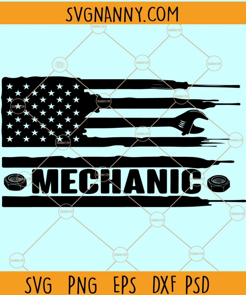 Mechanic flag svg, Mechanic flag of tools svg, USA mechanic flag svg, mechanic svg