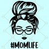Mom Life SVG, #momlife SVG, Messy Bun Skull SVG, Mother SVG, Mother’s Day svg, Afro woman SVG