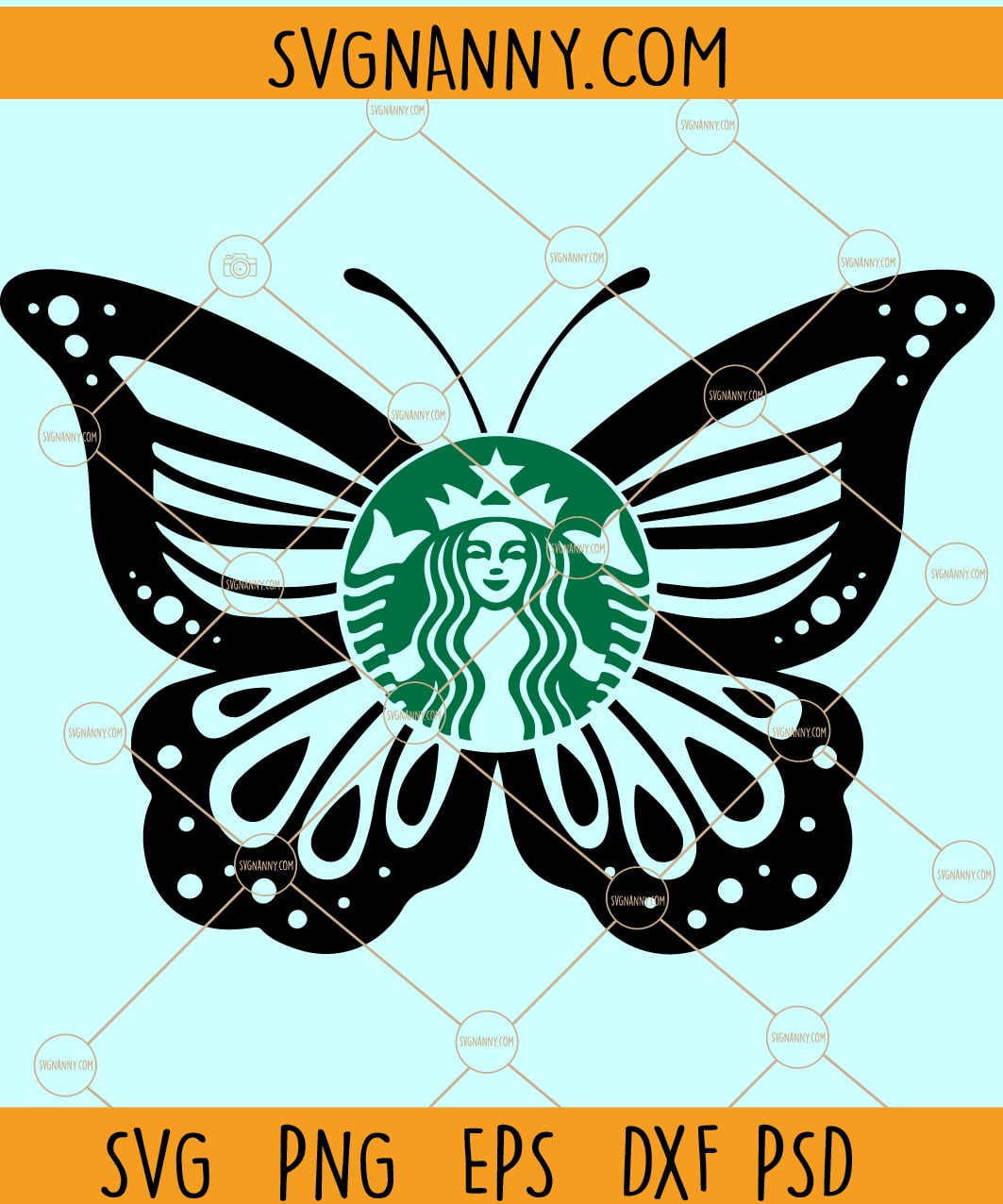 Butterfly Full Wrap with Logo Svg, Starbucks Svg, Coffee Ring Svg