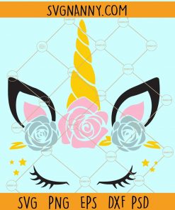 Unicorn head with eyelashes svg, Unicorn svg Cut File, Cute Unicorn SVG, Unicorn svg, unicorn birthday svg, unicorn png, unicorn face svg file