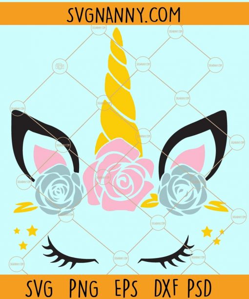 Unicorn head with eyelashes svg, Unicorn svg Cut File, Cute Unicorn SVG, Unicorn svg, unicorn birthday svg, unicorn png, unicorn face svg file