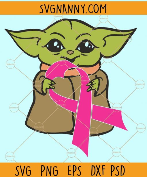 Baby Yoda Breast Cancer SVG, Baby Yoda Cancer awareness SVG, Cancer Survivor SVG, cancer awareness SVG, Pink Ribbon SVG, Cancer awareness black woman SVG, woman cancer SVG, breast cancer SVG file