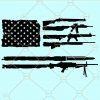 American flag with guns and blue line svg