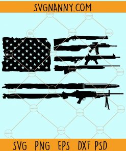 American flag with guns and blue line svg