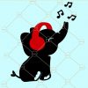 Baby elephant wearing headphones svg