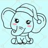 Baby elephant with santa hat svg
