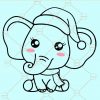 Baby elephant with santa hat svg