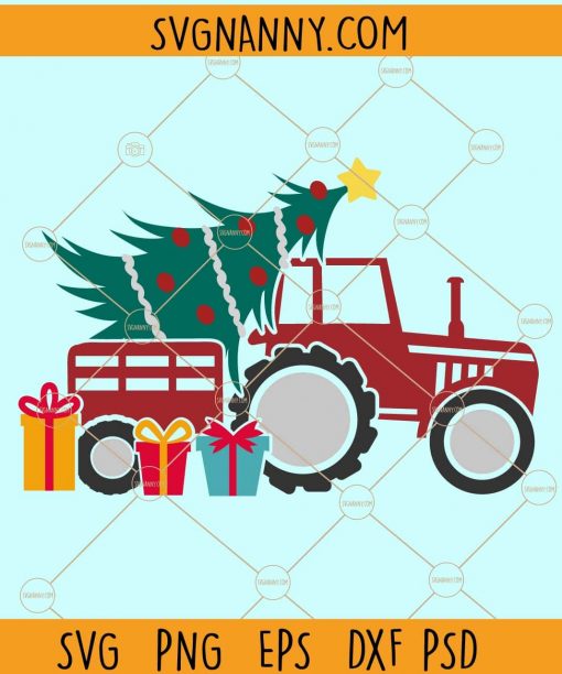 Christmas tractor svg