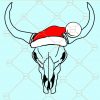 Cow skull with christmas hat svg