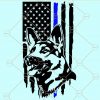 Distressed american flag blue line with german shepherd svg