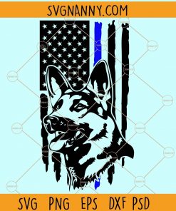 Distressed american flag blue line with german shepherd svg