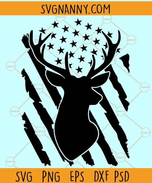 Distressed american flag deer svg