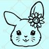 Easter Bunny face with sunflower svg