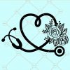 Floral stethoscope svg