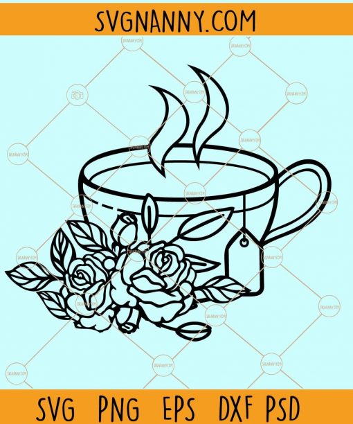 Floral tea cup svg