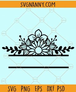 Flower split monogram frame svg