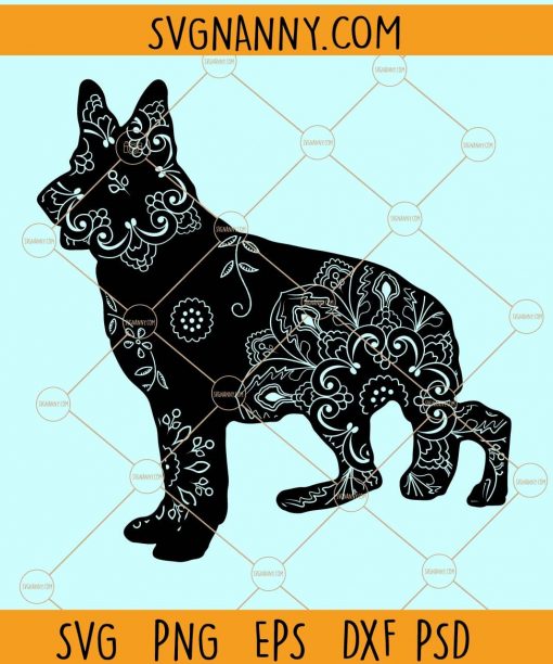 German shepherd zentangle svg