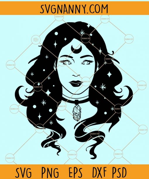 Girl with star hair svg