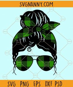 Green buffalo plaid mom life svg