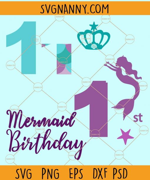 Mermaid birthday numbers svg