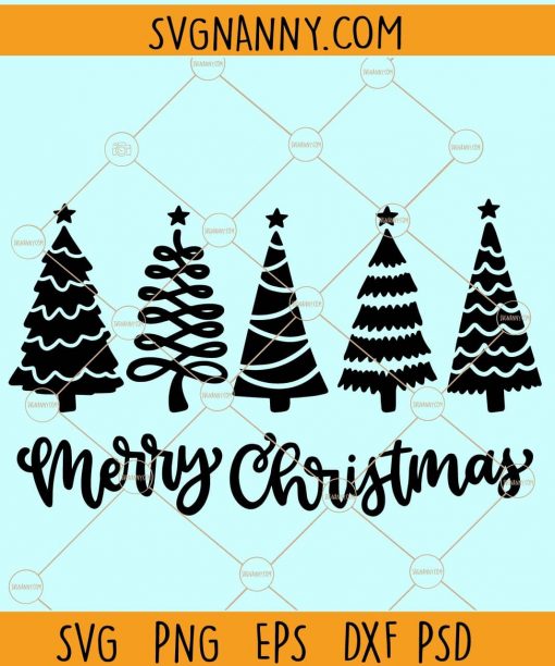 Merry christmas trees svg