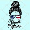 Messy bun american blessed mama svg