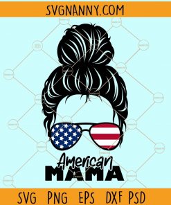 Messy bun american mama svg