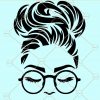 Messy bun with glasses svg