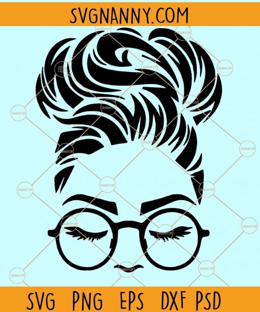 Messy bun with glasses svg