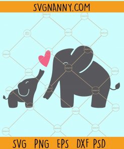 Mom and baby elephant svg