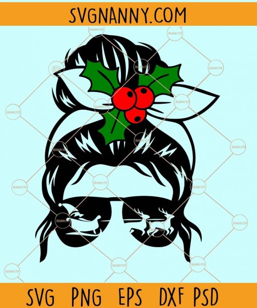 Mom bun reindeer glasses svg