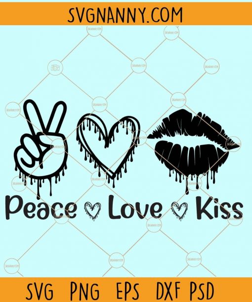 Peace love kisses svg