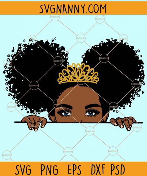 Peek a boo cute afro girl svg