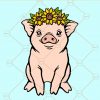 Pig with sunflower svg