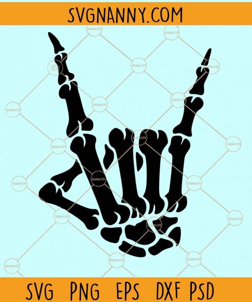 Rock hand skeleton symbol svg