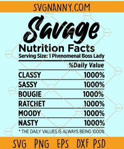 Savage nutrition facts svg