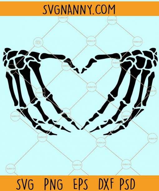Skeleton heart hands svg