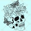 Skull flower butterfly svg, Skull Flower with Butterfly Svg, Skull Svg, Floral Skull Clipart, Flower Skull Svg, Skull Png, Sugar Skull Svg, Skull svg files