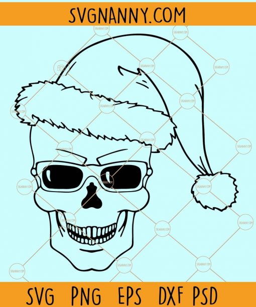 Skull santa with glasses svg
